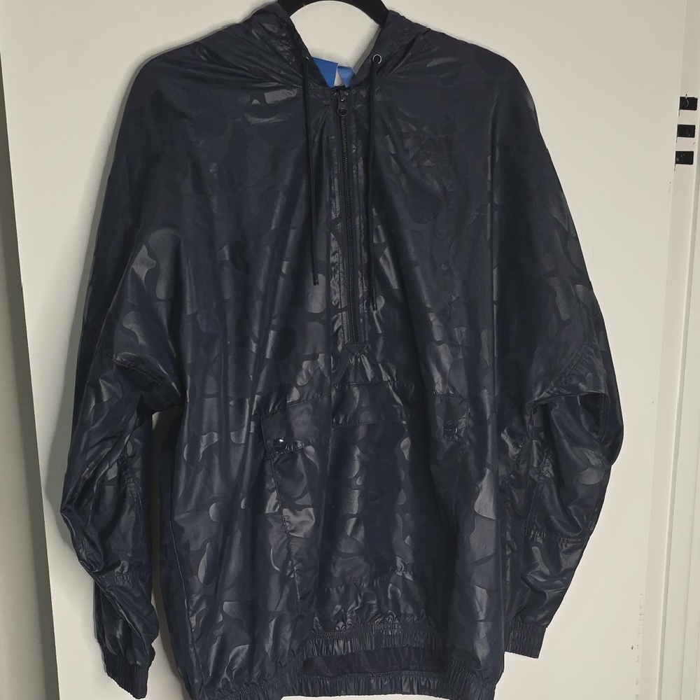 adidas Men's Dark Navy Hooded Windbreaker Camo print